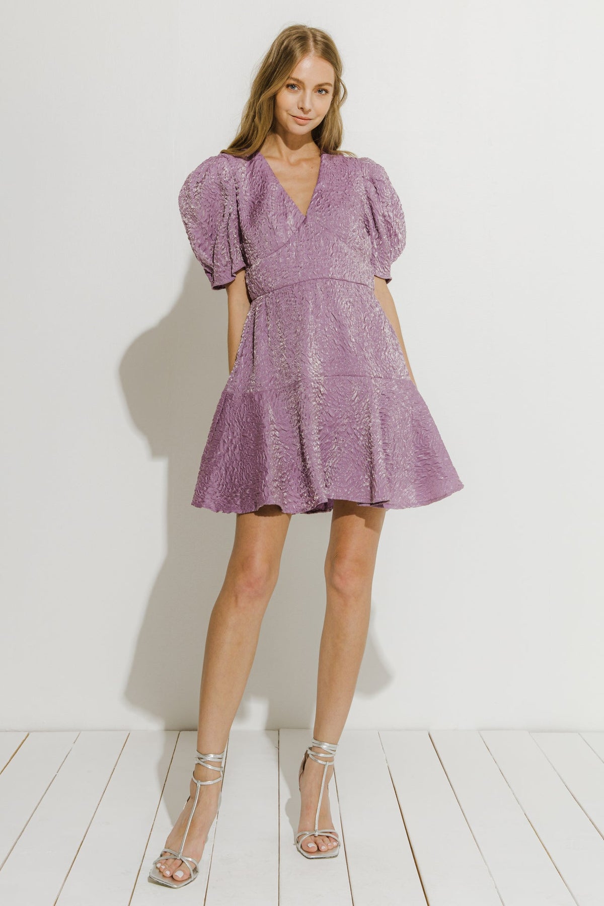 ENDLESS ROSE - Texture V-neck Mini Dress - DRESSES available at Objectrare