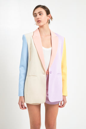 ENDLESS ROSE - Endless Rose - Multi Color Block Blazer - BLAZERS available at Objectrare