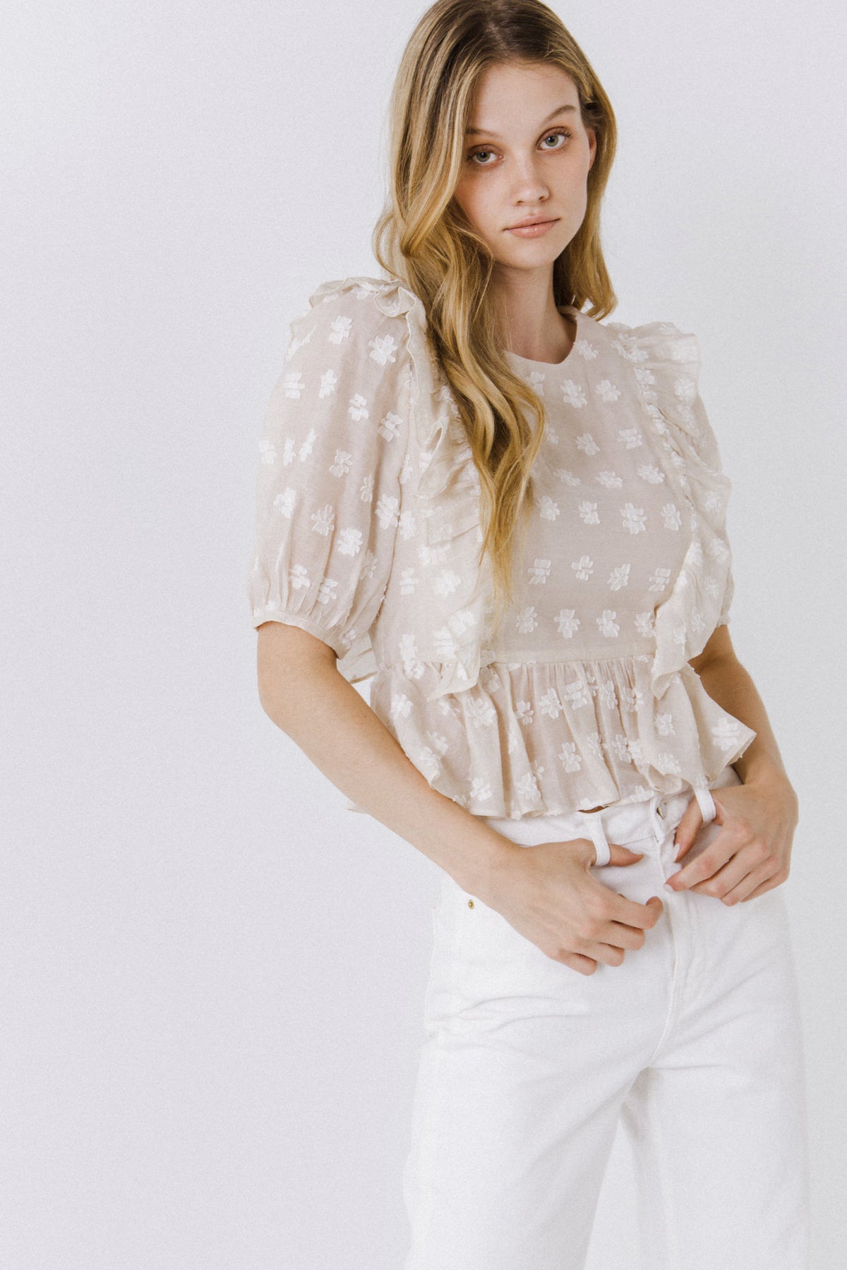 Floral texture fabric Woven Blouse