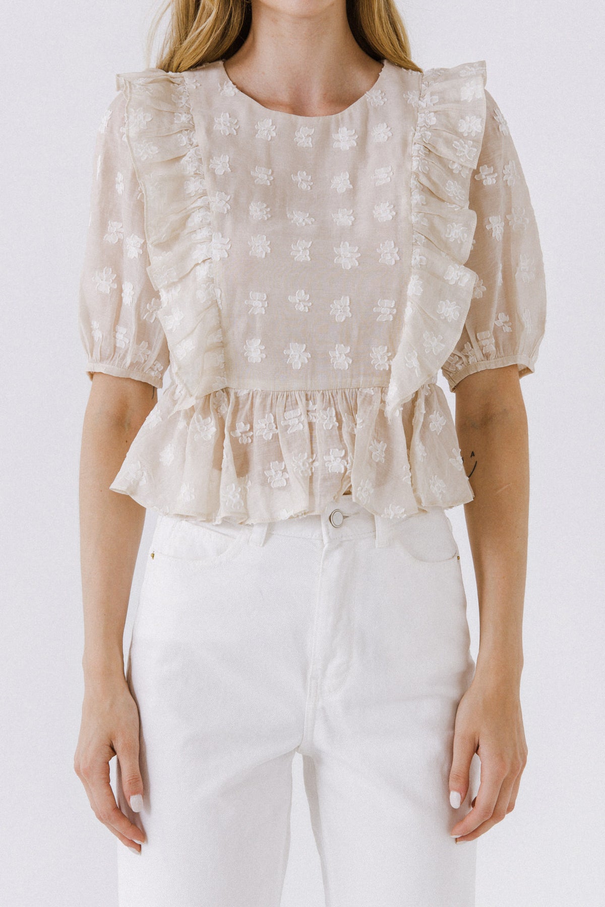 Floral texture fabric Woven Blouse
