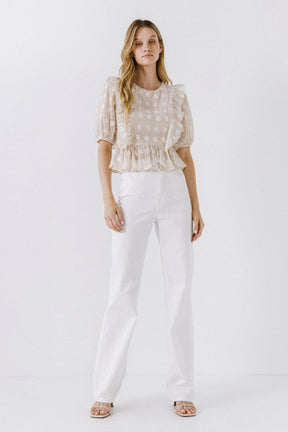 Floral texture fabric Woven Blouse