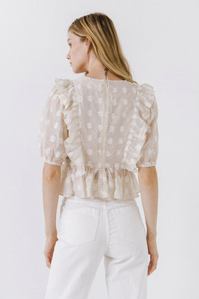 Floral texture fabric Woven Blouse