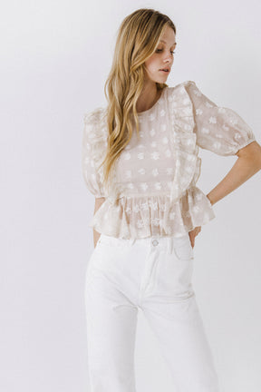Floral texture fabric Woven Blouse