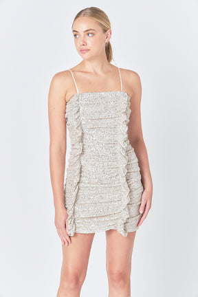 ENDLESS ROSE - Sequins Ruching Mini Dress - DRESSES available at Objectrare