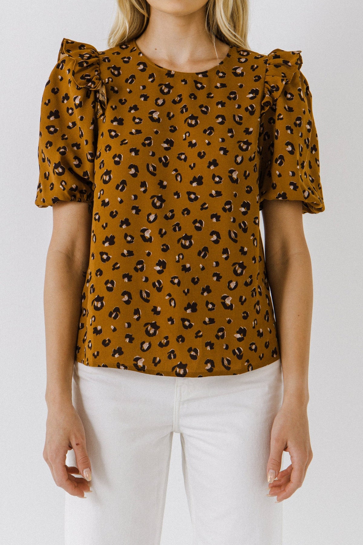 ENGLISH FACTORY - English Factory - Puff Sleeve Printed Top - TOPS available at Objectrare