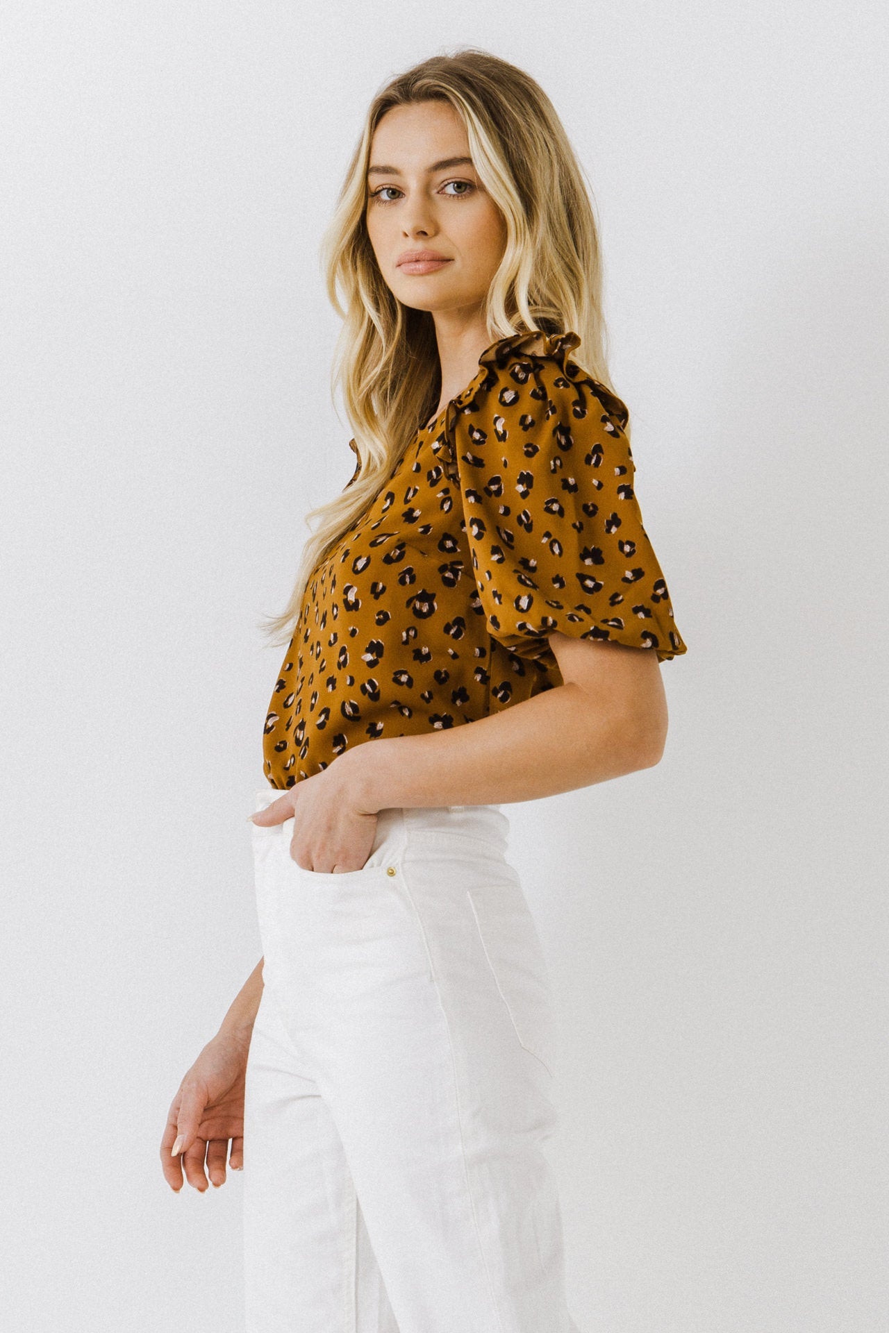 ENGLISH FACTORY - English Factory - Puff Sleeve Printed Top - TOPS available at Objectrare