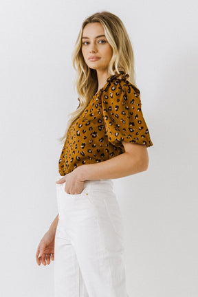 ENGLISH FACTORY - English Factory - Puff Sleeve Printed Top - TOPS available at Objectrare