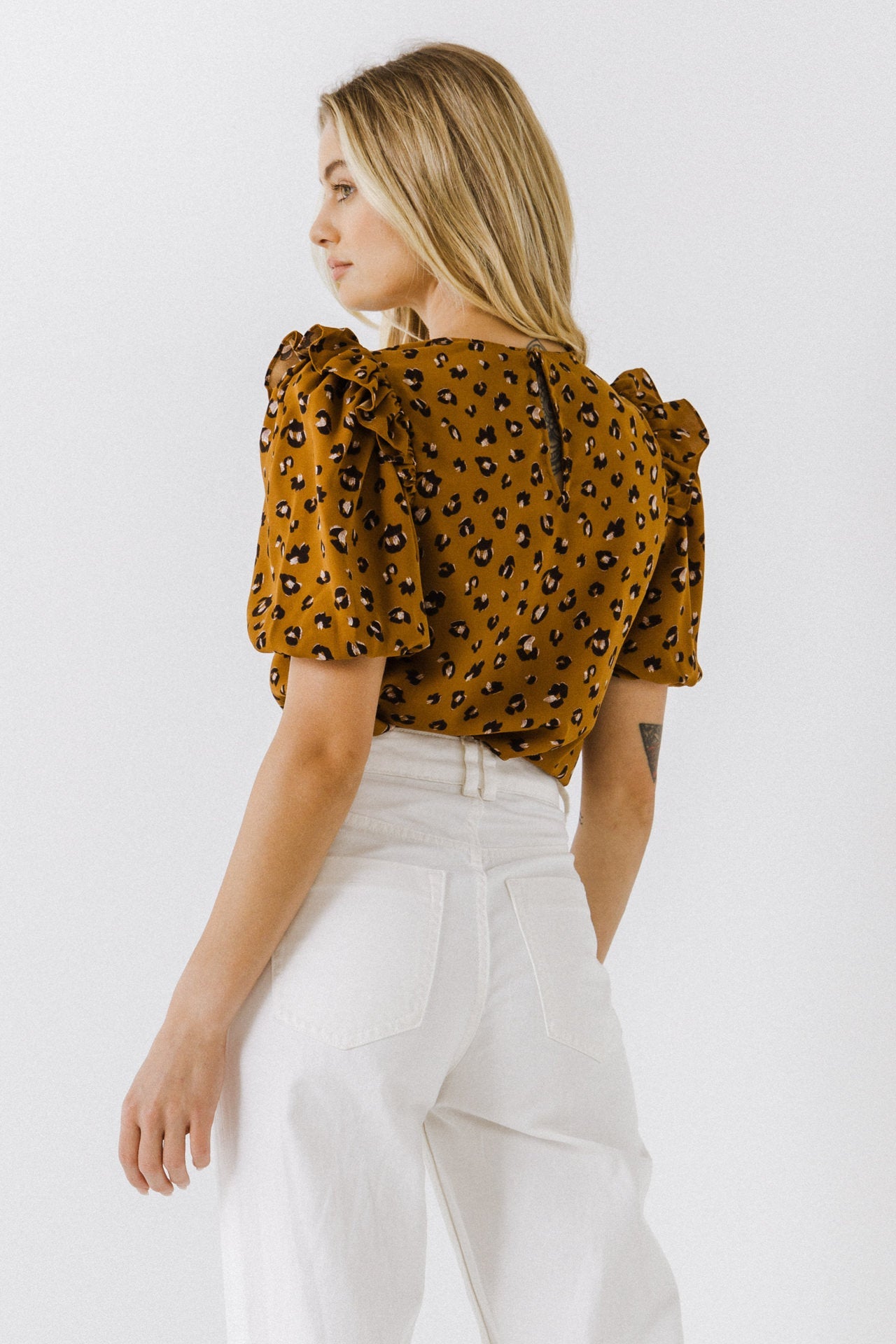 ENGLISH FACTORY - English Factory - Puff Sleeve Printed Top - TOPS available at Objectrare