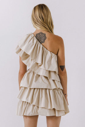 ENDLESS ROSE - Endless Rose - One-Shoulder Ruffled Mini Dress - DRESSES available at Objectrare