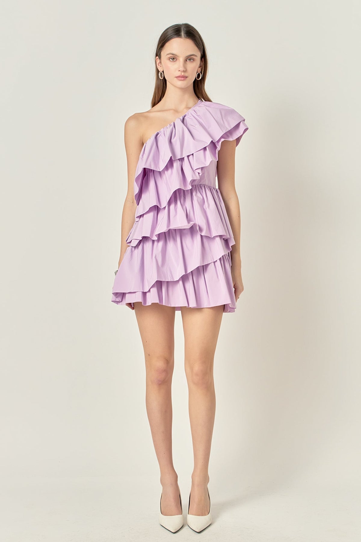 ENDLESS ROSE - One-Shoulder Ruffled Mini Dress - DRESSES available at Objectrare