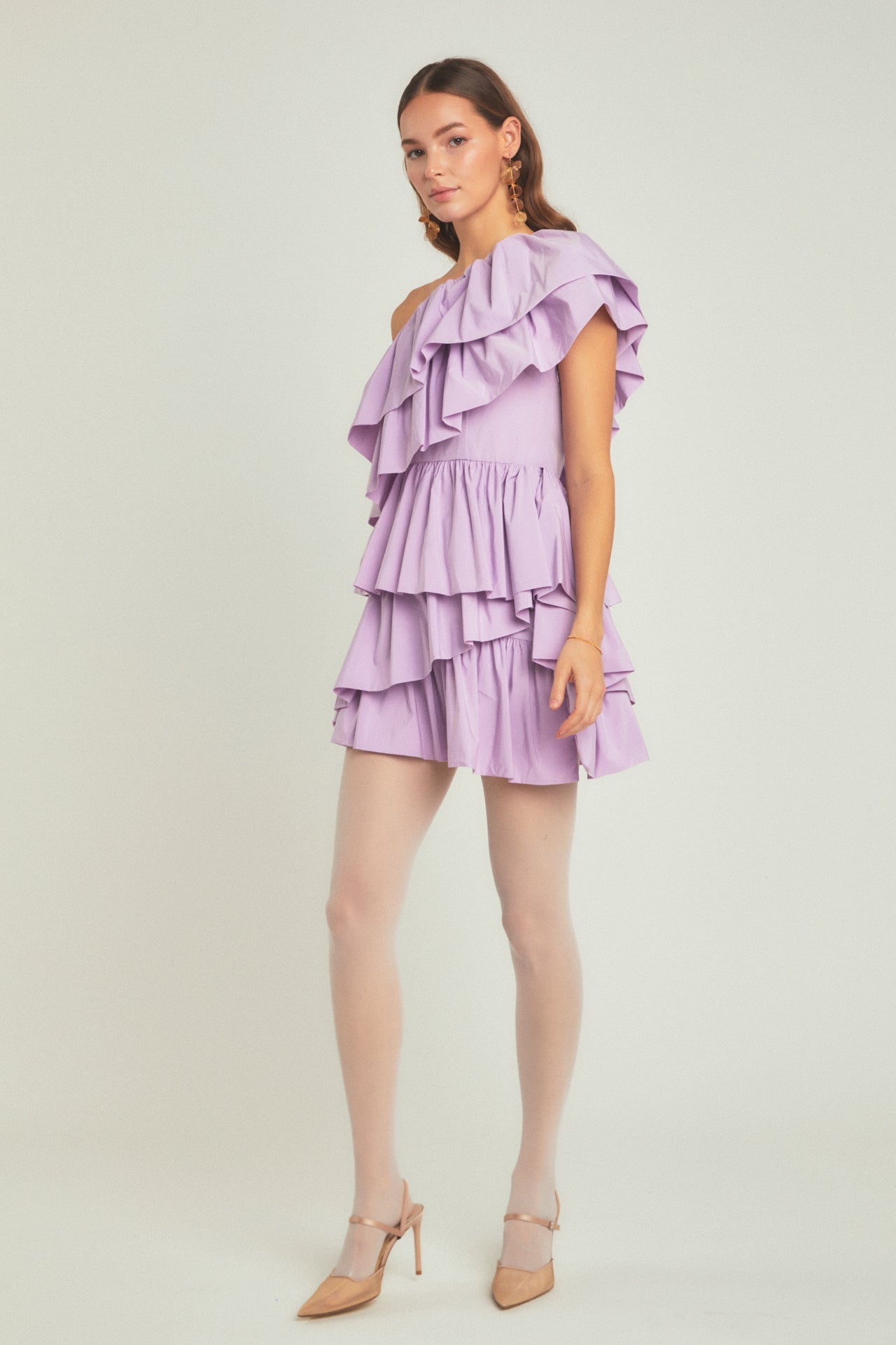 ENDLESS ROSE - Endless Rose - One-Shoulder Ruffled Mini Dress - DRESSES available at Objectrare