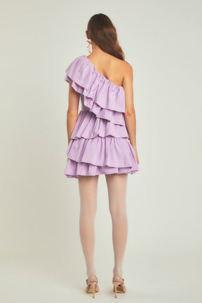 ENDLESS ROSE - Endless Rose - One-Shoulder Ruffled Mini Dress - DRESSES available at Objectrare