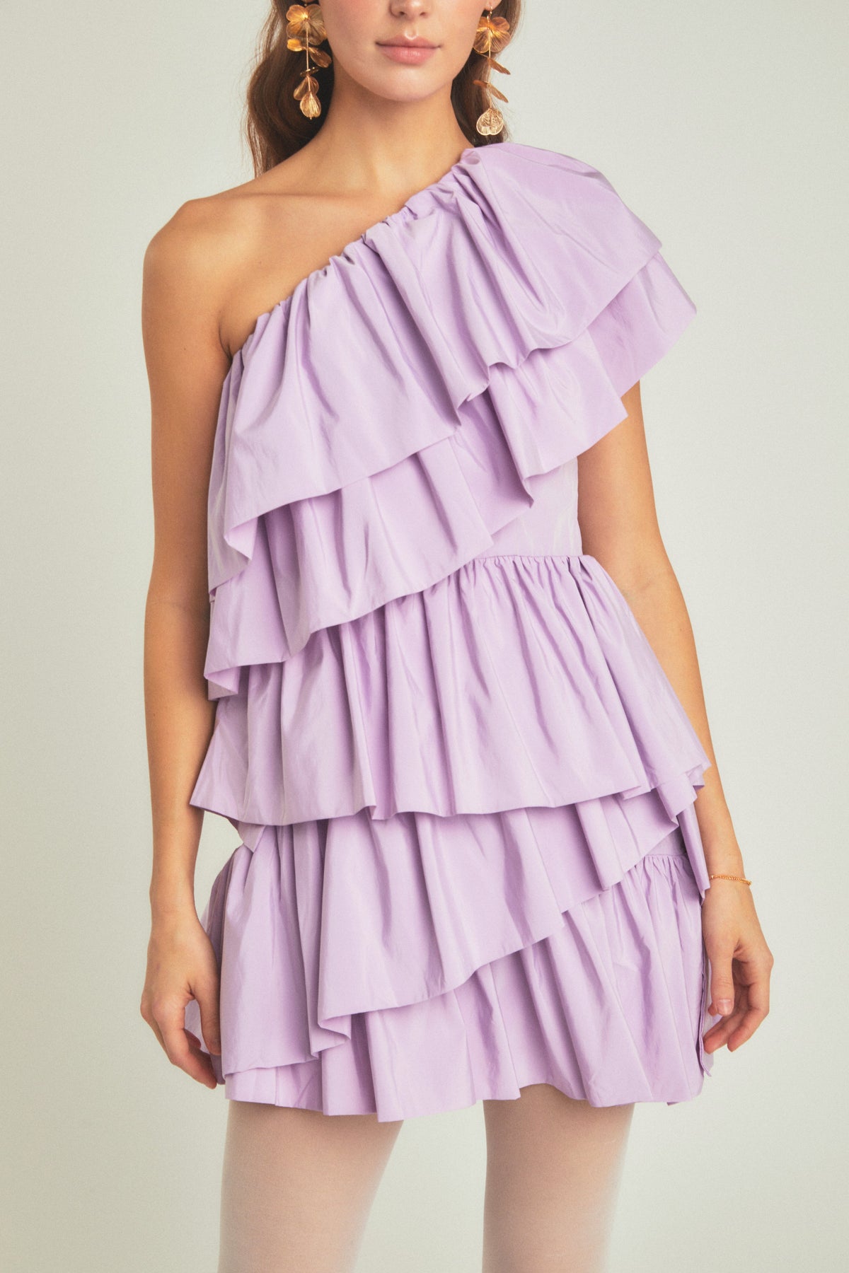 ENDLESS ROSE - Endless Rose - One-Shoulder Ruffled Mini Dress - DRESSES available at Objectrare