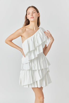 ENDLESS ROSE - Endless Rose - One-Shoulder Ruffled Mini Dress - DRESSES available at Objectrare