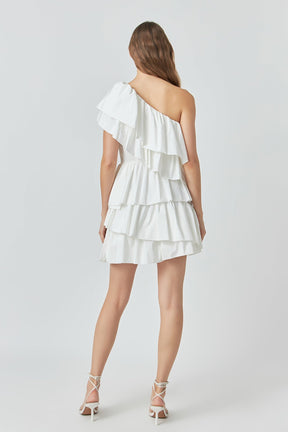 ENDLESS ROSE - One-Shoulder Ruffled Mini Dress - DRESSES available at Objectrare