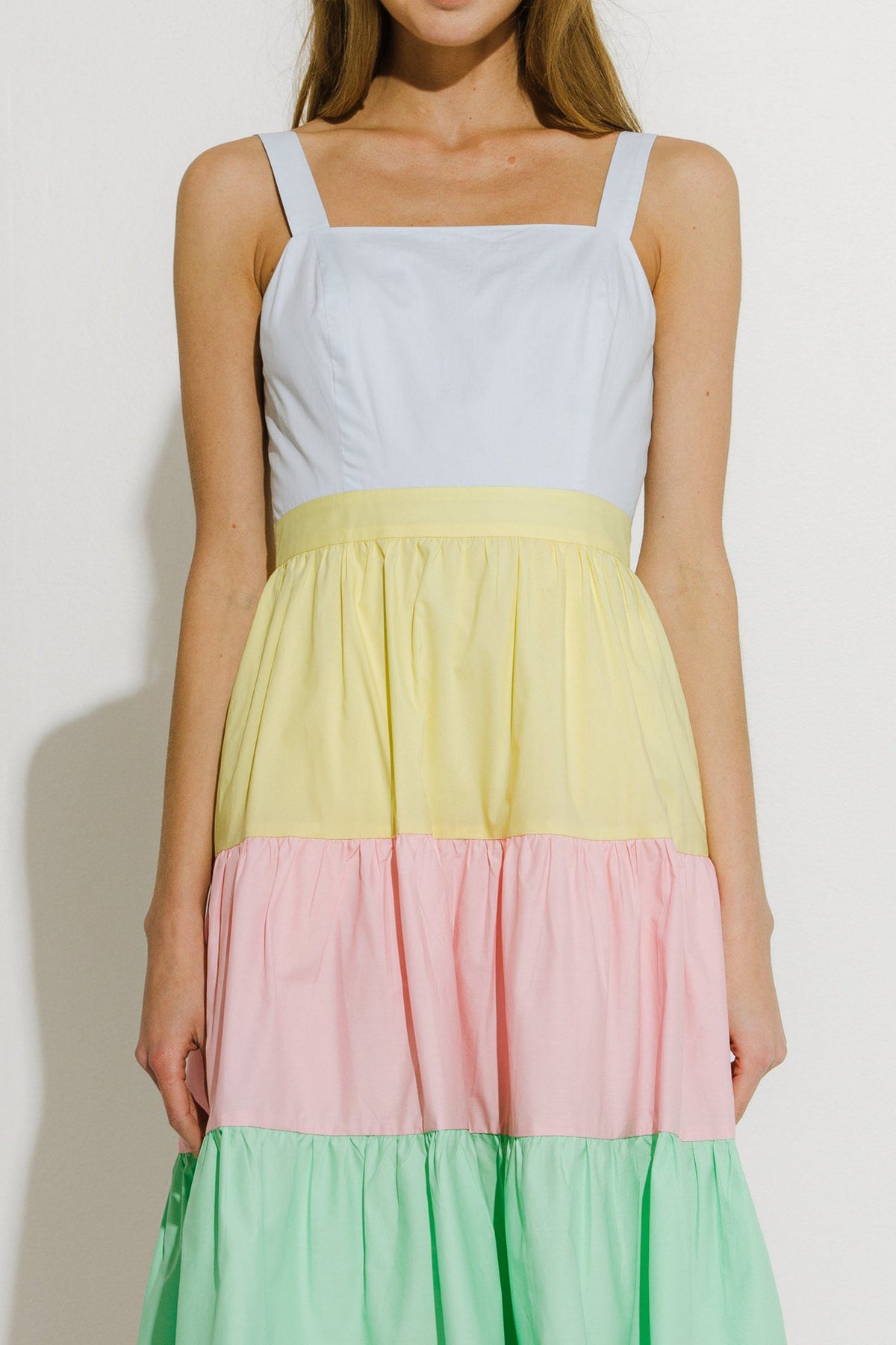 ENGLISH FACTORY - Pastel Color Block Midi Dress - DRESSES available at Objectrare