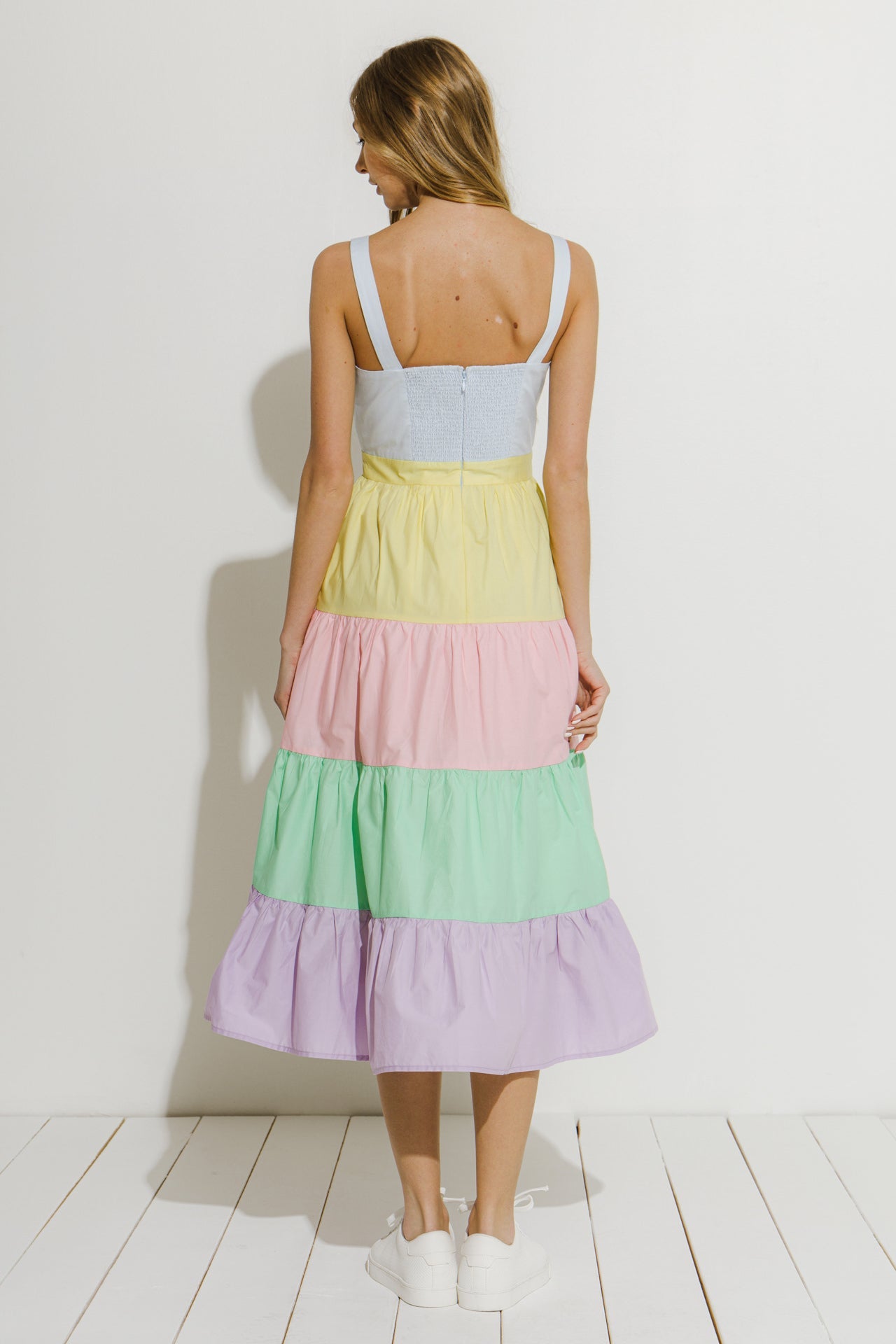 ENGLISH FACTORY - English Factory - Pastel Color Block Midi Dress - DRESSES available at Objectrare