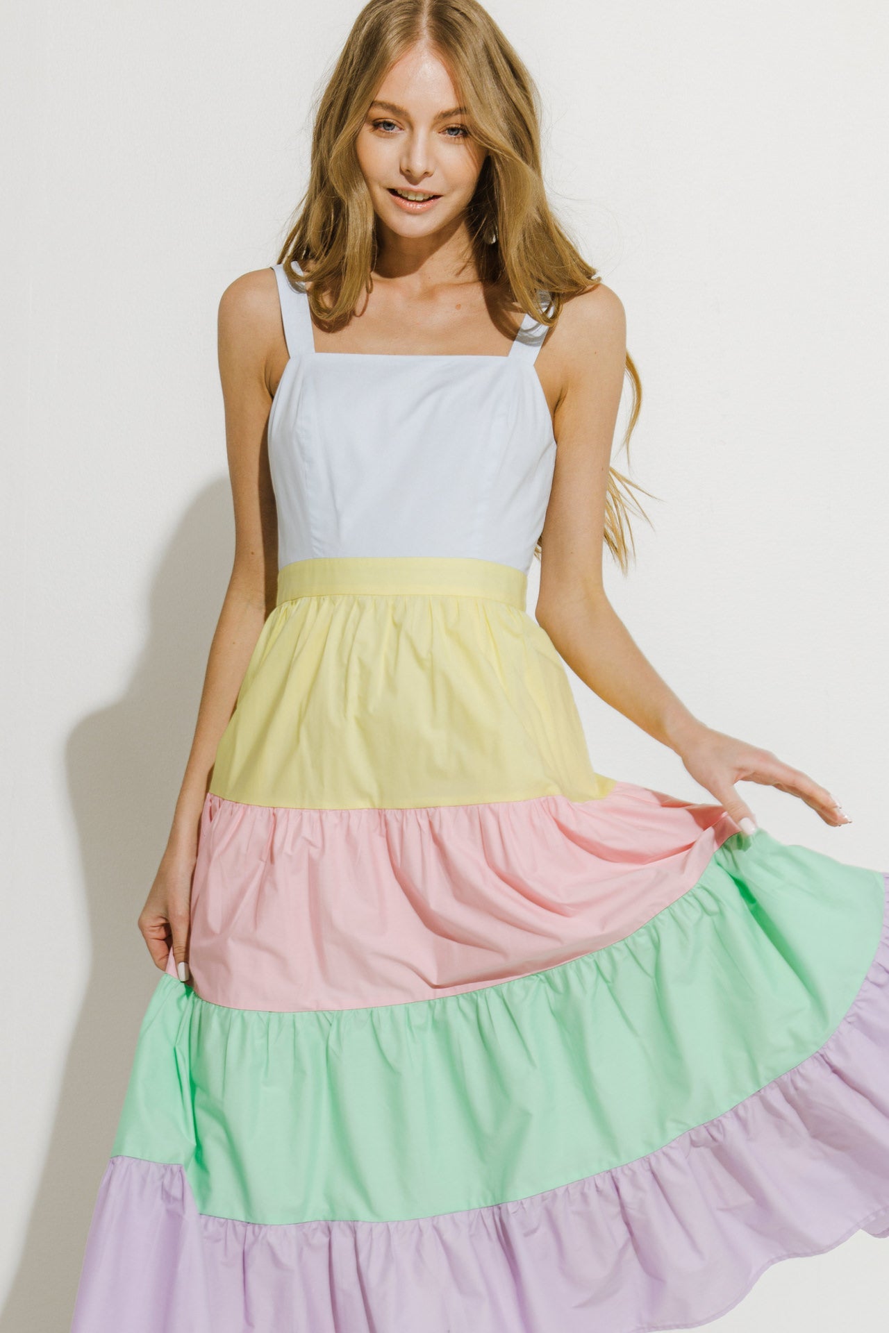 ENGLISH FACTORY - English Factory - Pastel Color Block Midi Dress - DRESSES available at Objectrare