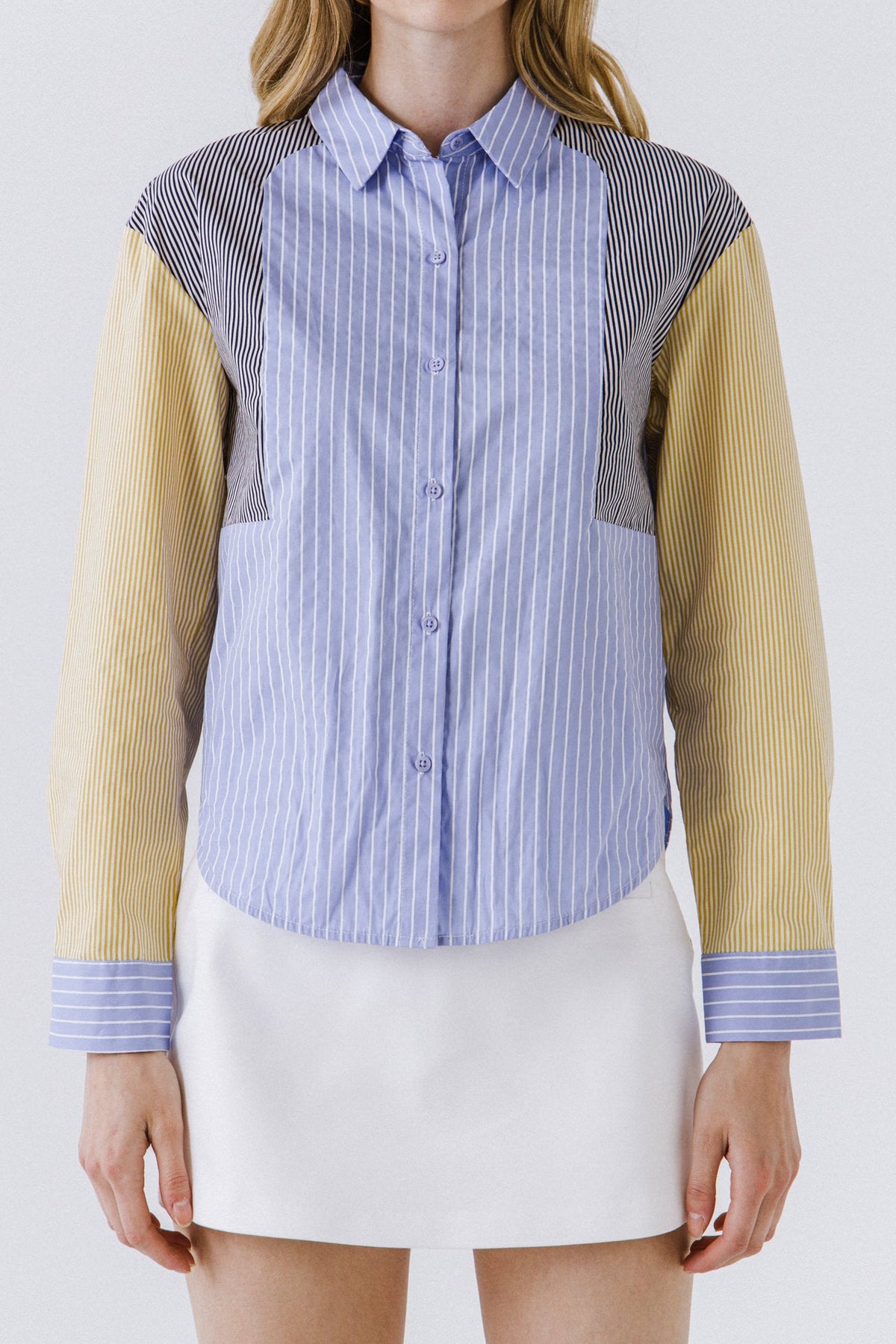 ENGLISH FACTORY - Stripe Color Block Shirt - TOPS available at Objectrare