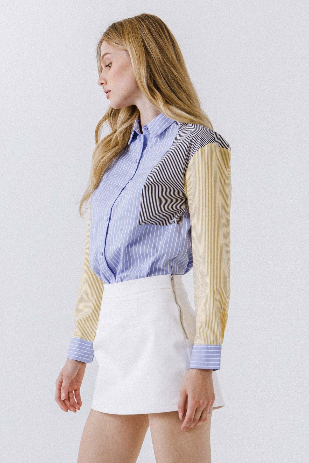 ENGLISH FACTORY - Stripe Color Block Shirt - BLOUSES available at Objectrare
