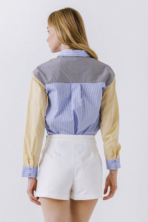 ENGLISH FACTORY - English Factory - Stripe Color Block Shirt - SHIRTS & BLOUSES available at Objectrare