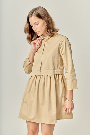 ENGLISH FACTORY - Mini Shirt Dress - Taupe - DRESSES available at Objectrare