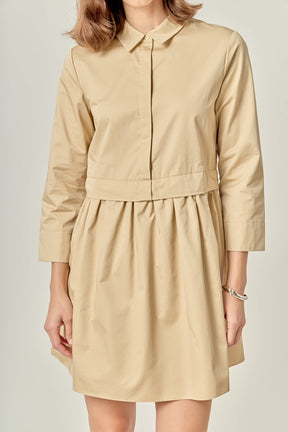 ENGLISH FACTORY - Mini Shirt Dress - Taupe - DRESSES available at Objectrare