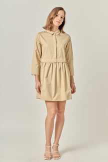 ENGLISH FACTORY - Mini Shirt Dress - Taupe - DRESSES available at Objectrare