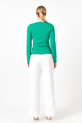 Scallop Detail Long Sleeve Sweater