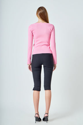ENDLESS ROSE - Scallop Detail Long Sleeve Sweater - SWEATERS & KNITS available at Objectrare