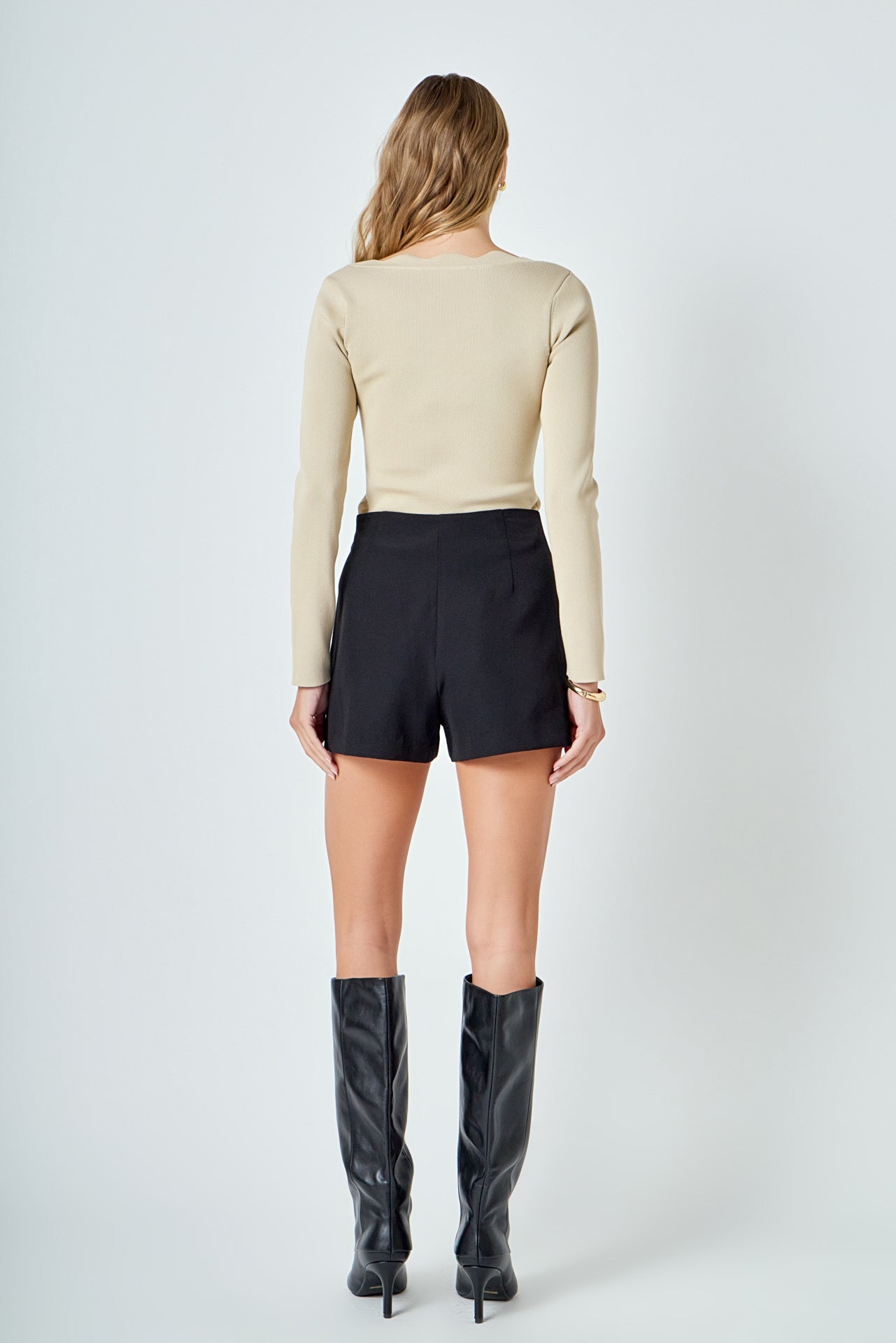 ENDLESS ROSE - Scallop Detail Long Sleeve Sweater - SWEATERS & KNITS available at Objectrare