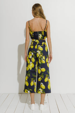 Lemon Print Tied Tank Top