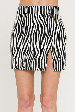GREY LAB - Zebra Print Slit Mini Skirt - SKIRTS available at Objectrare