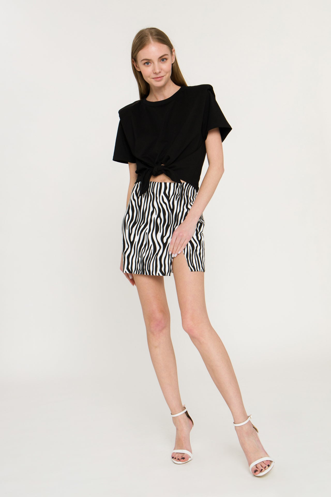 GREY LAB - Zebra Print Slit Mini Skirt - SKIRTS available at Objectrare