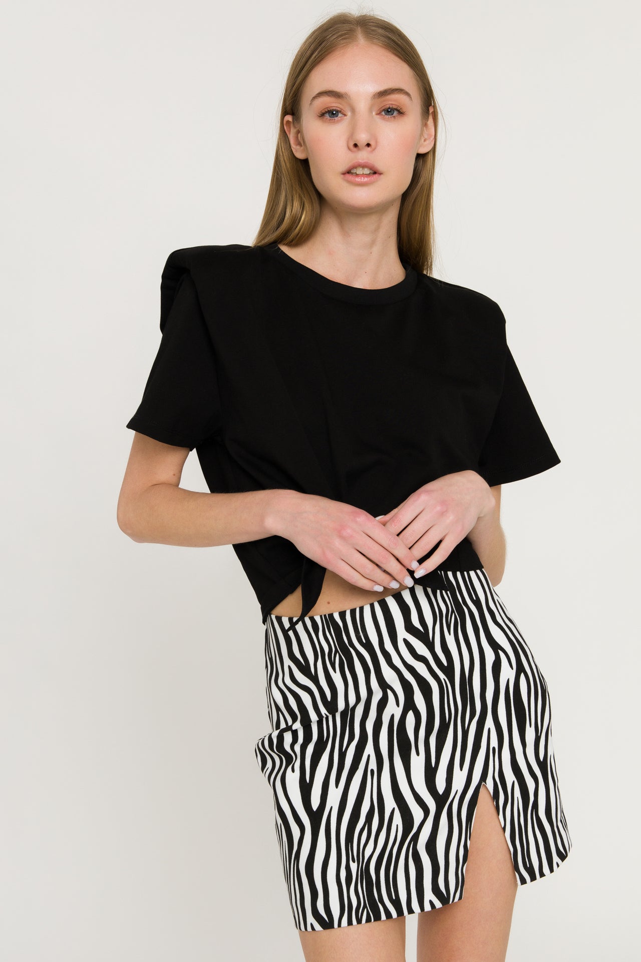 GREY LAB - Zebra Print Slit Mini Skirt - SKIRTS available at Objectrare