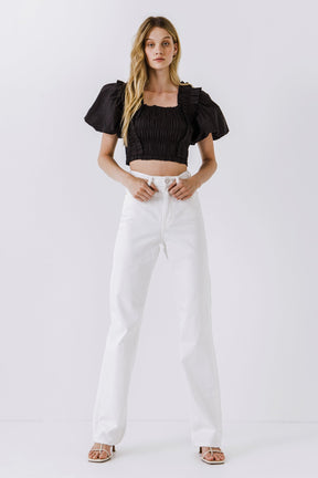 Smocked Puff Sleeve Top
