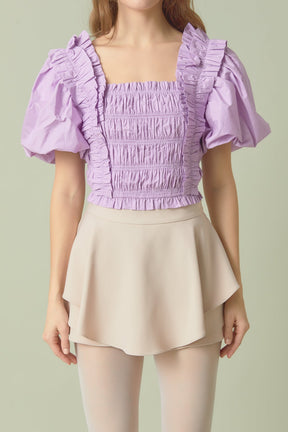 ENDLESS ROSE - Endless Rose - Smocked Puff Sleeve Top - TOPS available at Objectrare