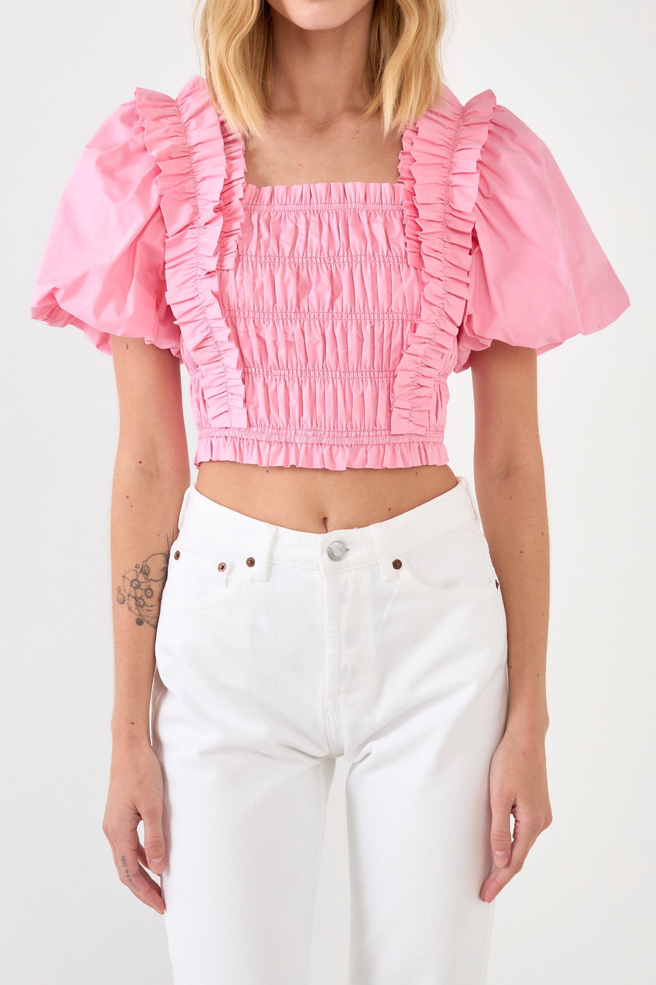 ENDLESS ROSE - Endless Rose - Smocked Puff Sleeve Top - TOPS available at Objectrare