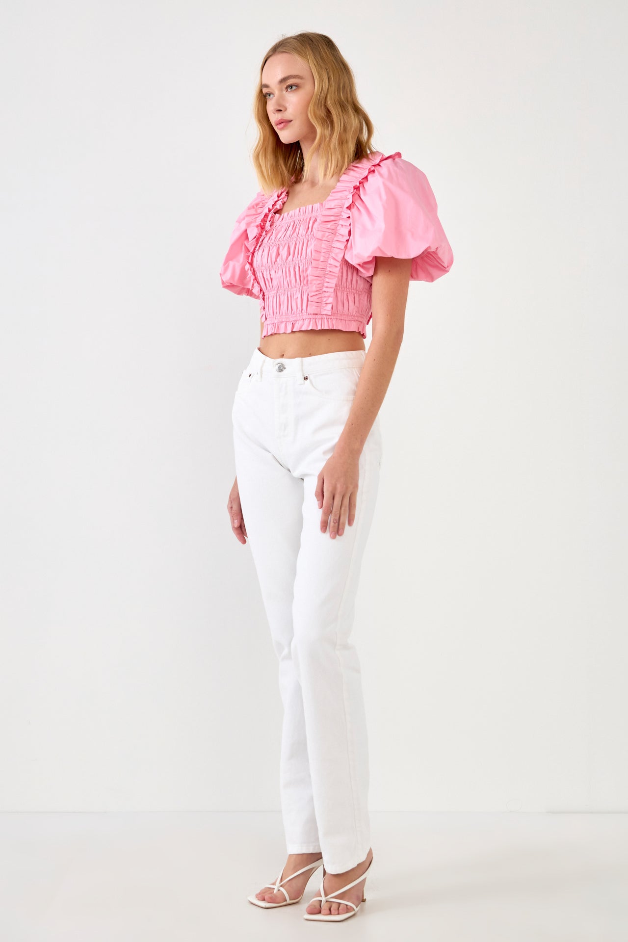 ENDLESS ROSE - Endless Rose - Smocked Puff Sleeve Top - TOPS available at Objectrare