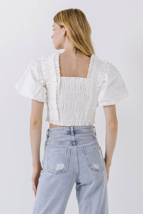 Smocked Puff Sleeve Top