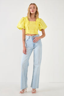 Smocked Puff Sleeve Top