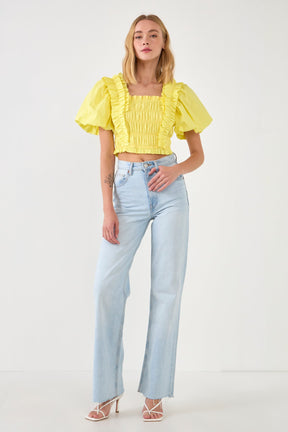 Smocked Puff Sleeve Top