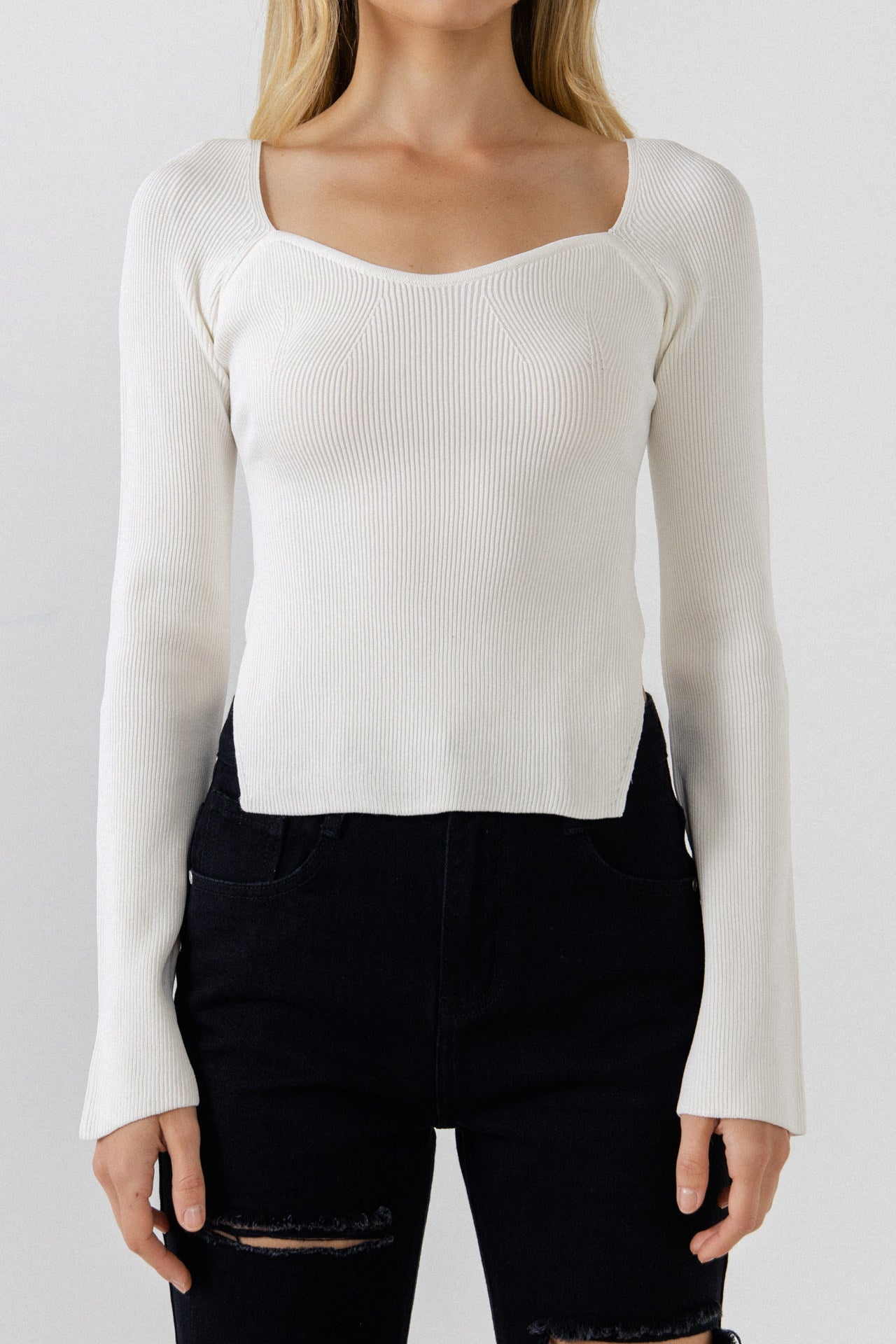 ENDLESS ROSE - Fitted Long Sleeve Sweater - SWEATERS & KNITS available at Objectrare