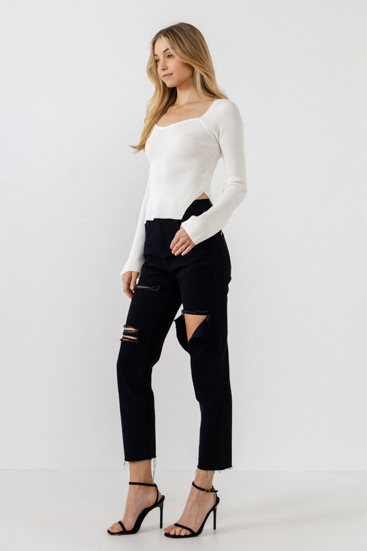 ENDLESS ROSE - Fitted Long Sleeve Sweater - SWEATERS & KNITS available at Objectrare