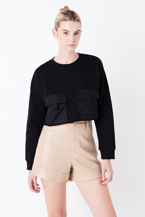 GREY LAB - Pockets Detail Cropped Sweatshirt - HOODIES & SWEATSHIRTS available at Objectrare