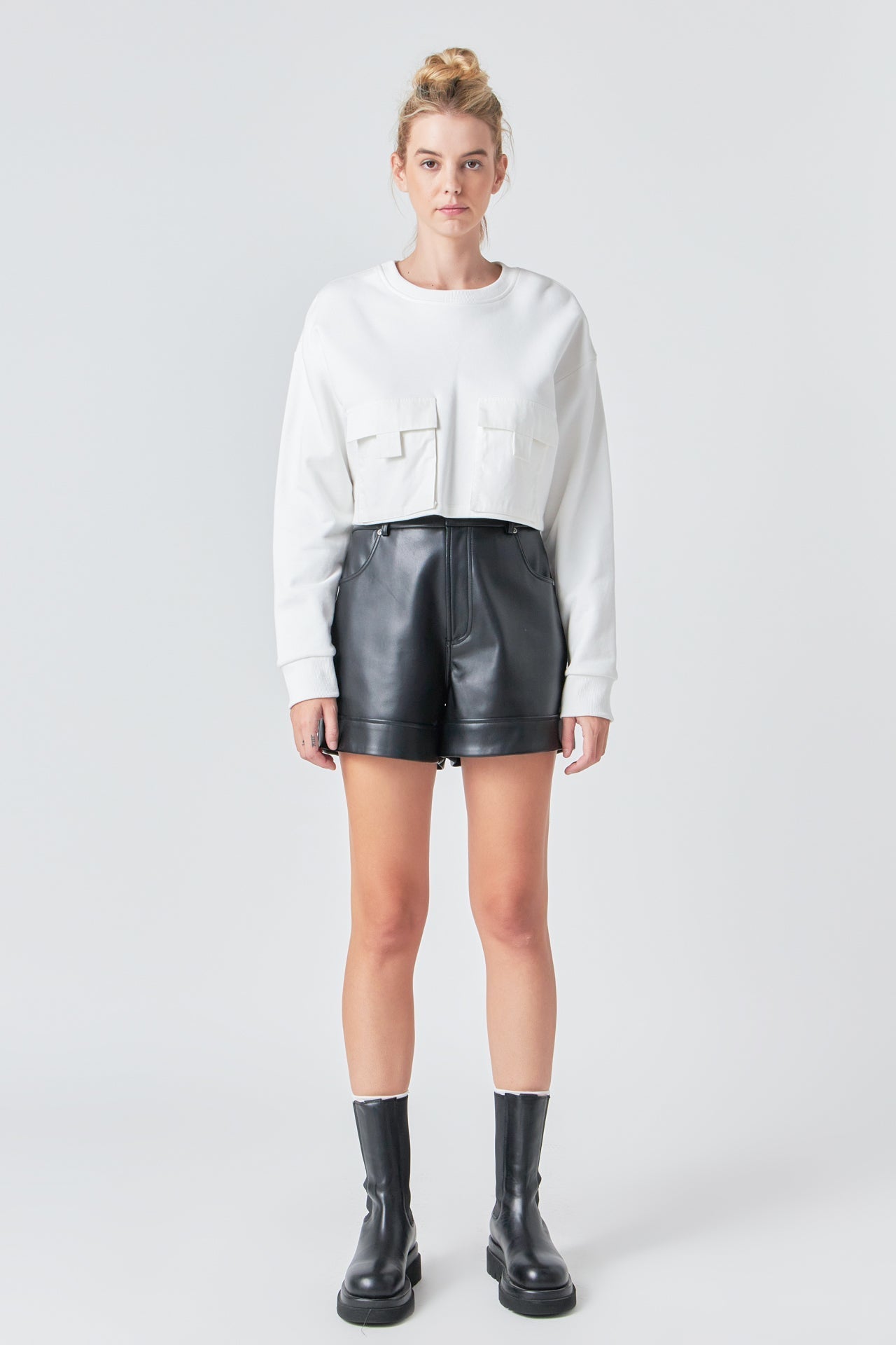 GREY LAB - Pockets Detail Cropped Sweatshirt - HOODIES & SWEATSHIRTS available at Objectrare
