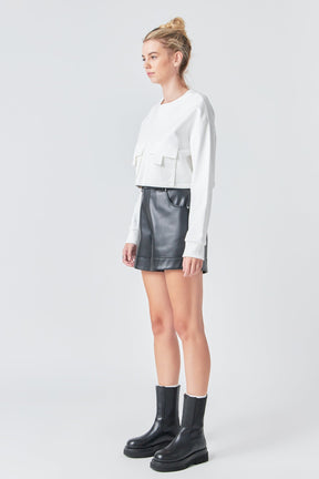 GREY LAB - Pockets Detail Cropped Sweatshirt - HOODIES & SWEATSHIRTS available at Objectrare