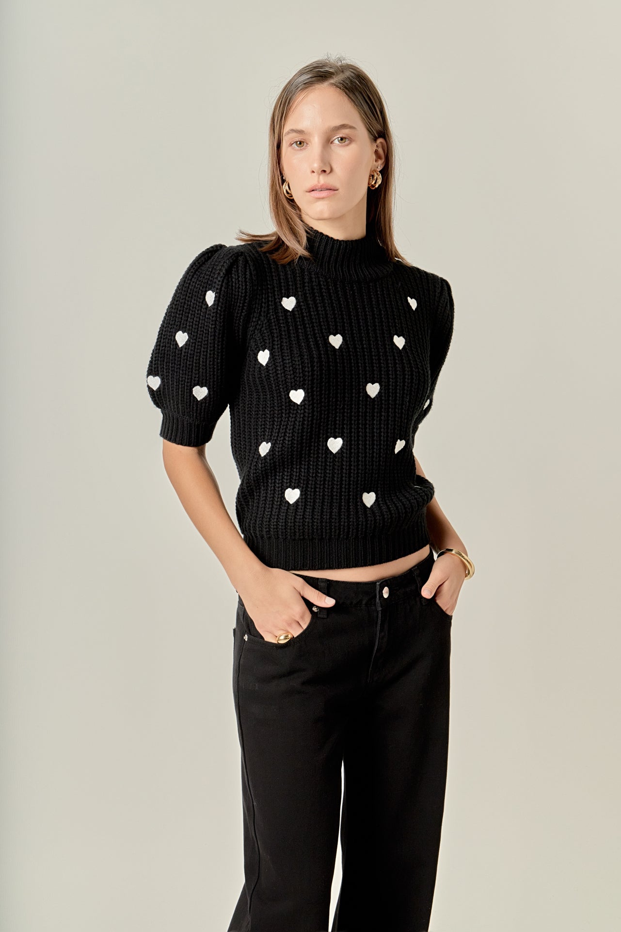 ENGLISH FACTORY - Embroidered Heart Sweater - SWEATERS & KNITS available at Objectrare