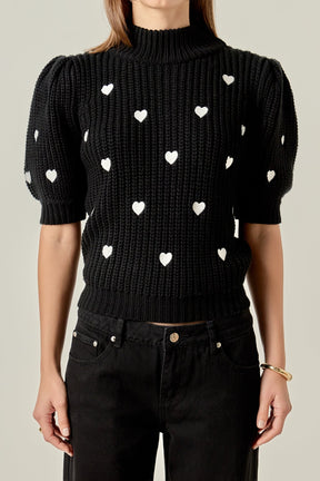 ENGLISH FACTORY - Embroidered Heart Sweater - SWEATERS & KNITS available at Objectrare