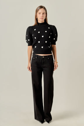 ENGLISH FACTORY - Embroidered Heart Sweater - SWEATERS & KNITS available at Objectrare
